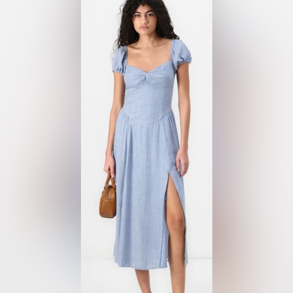 SOLD NWT❗️HOLLISTER Co Ladies Size LARGE Light Blue Ruffled Maxi Dress - Picture 1 of 8